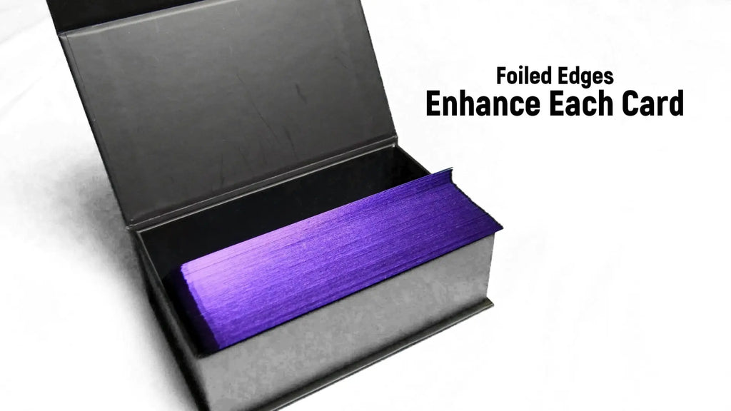 Showing the foiled side of tarot cards in the hard case.