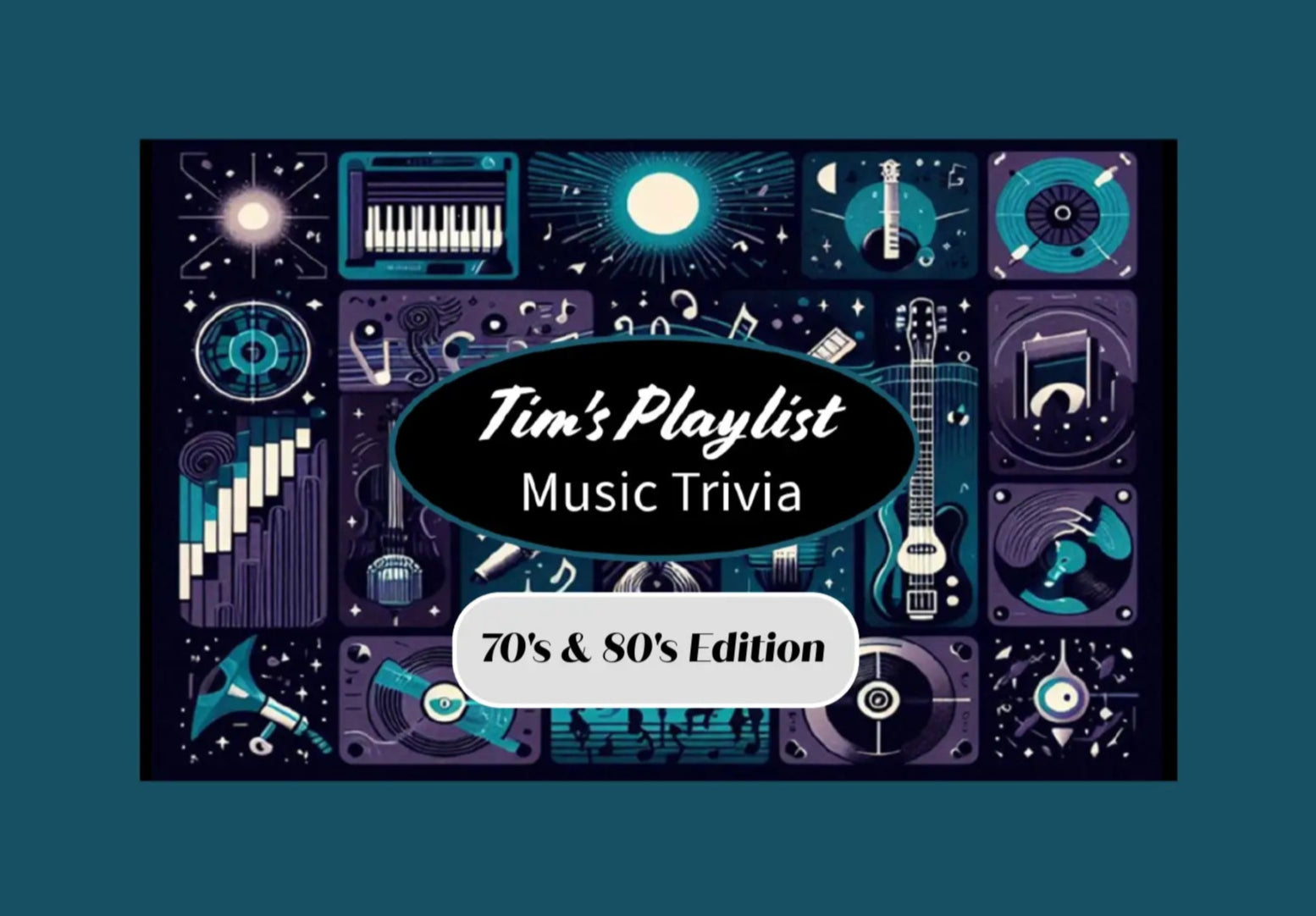 The box top of Tim’s Playlist Music Trivia 