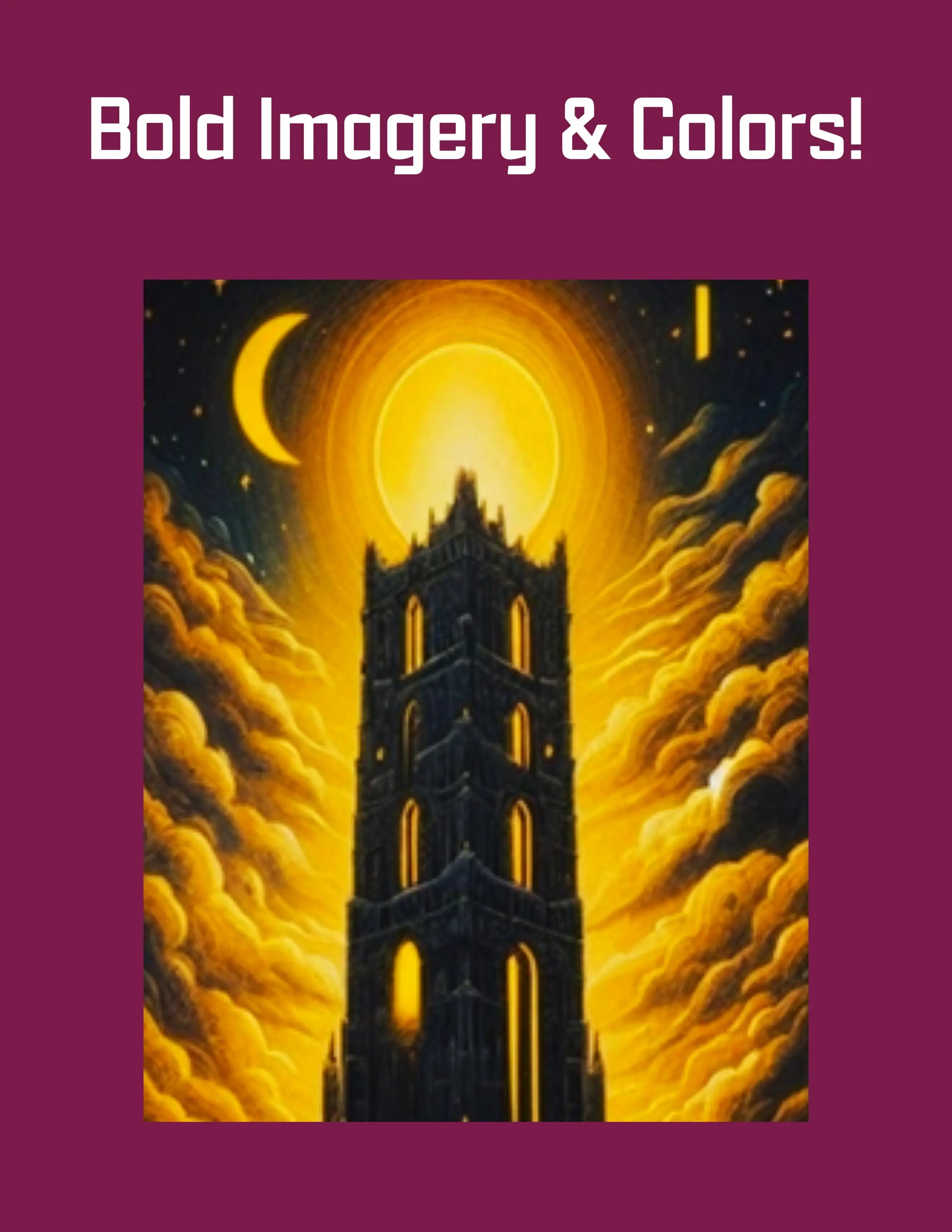The Tower card with title Bold Imagery and colors