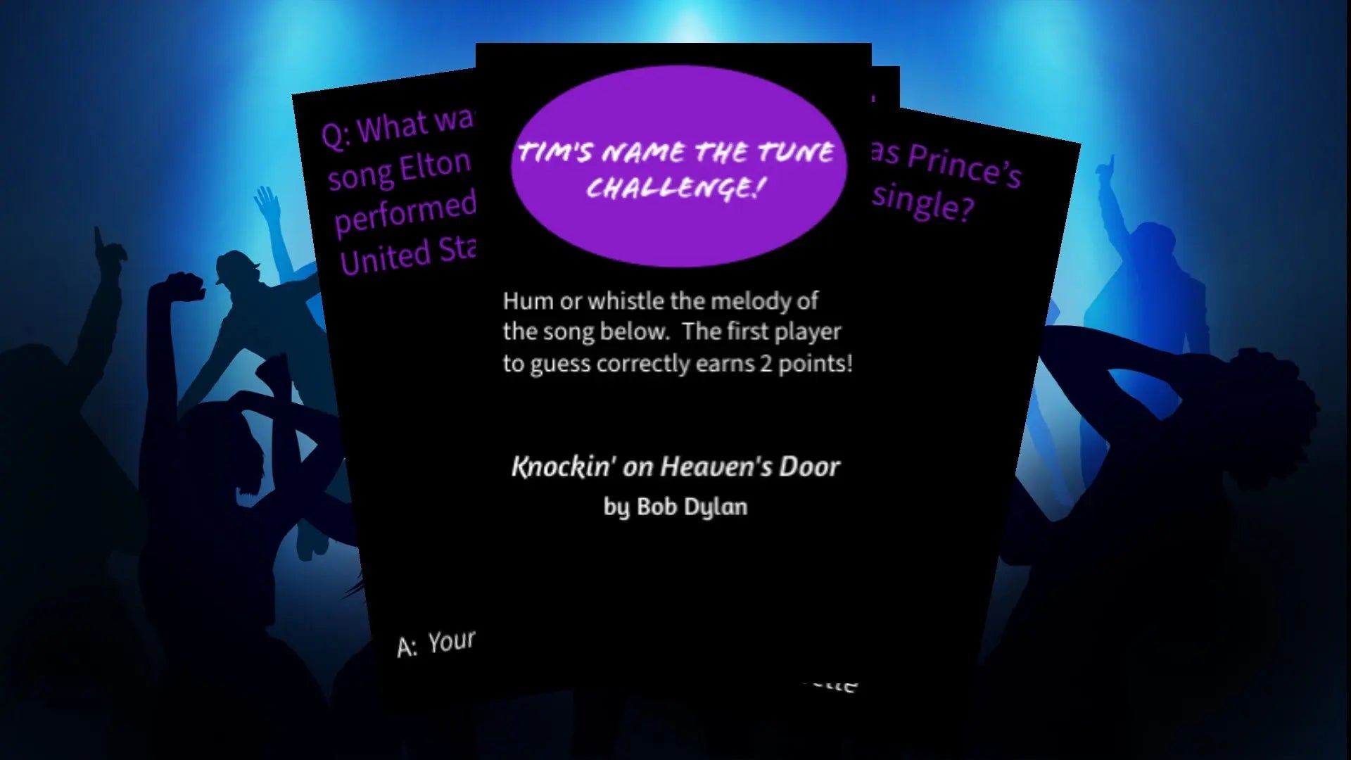 Tim's Name the Tune Challenge! card