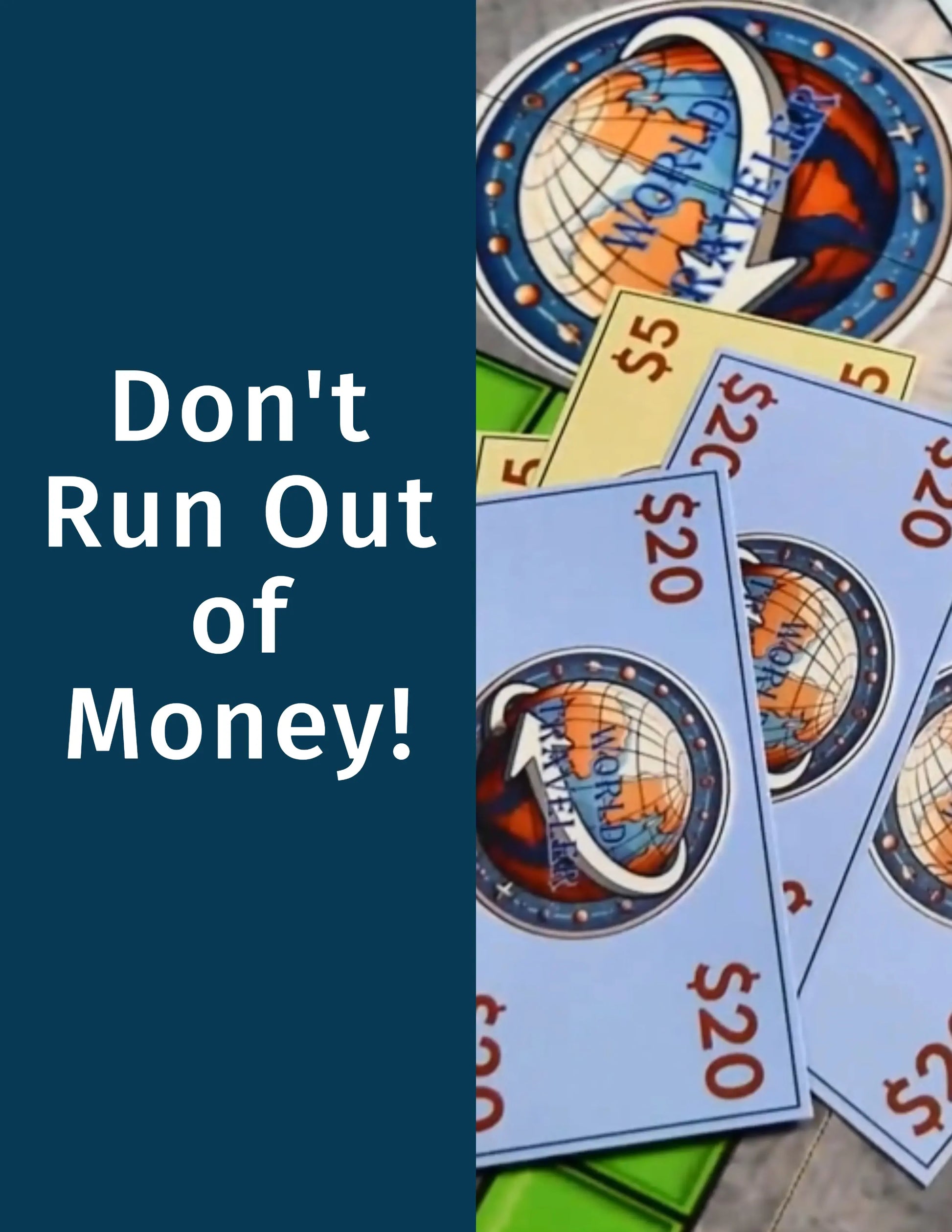 Promo warning not to run out of money during the game